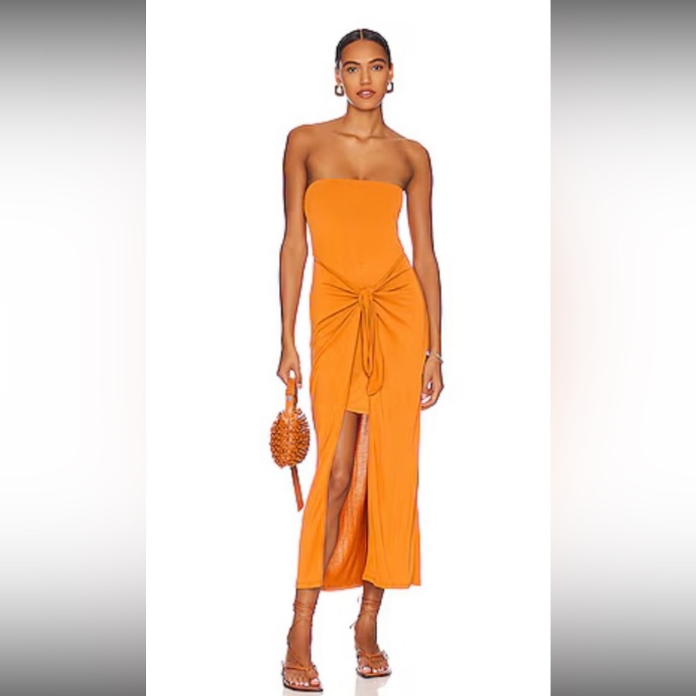 L*Space Vibrant Orange Strapless Dress